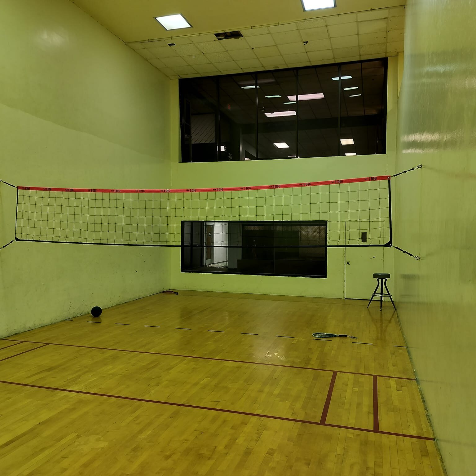 Wallyball court with net at Ultimate Sports Center